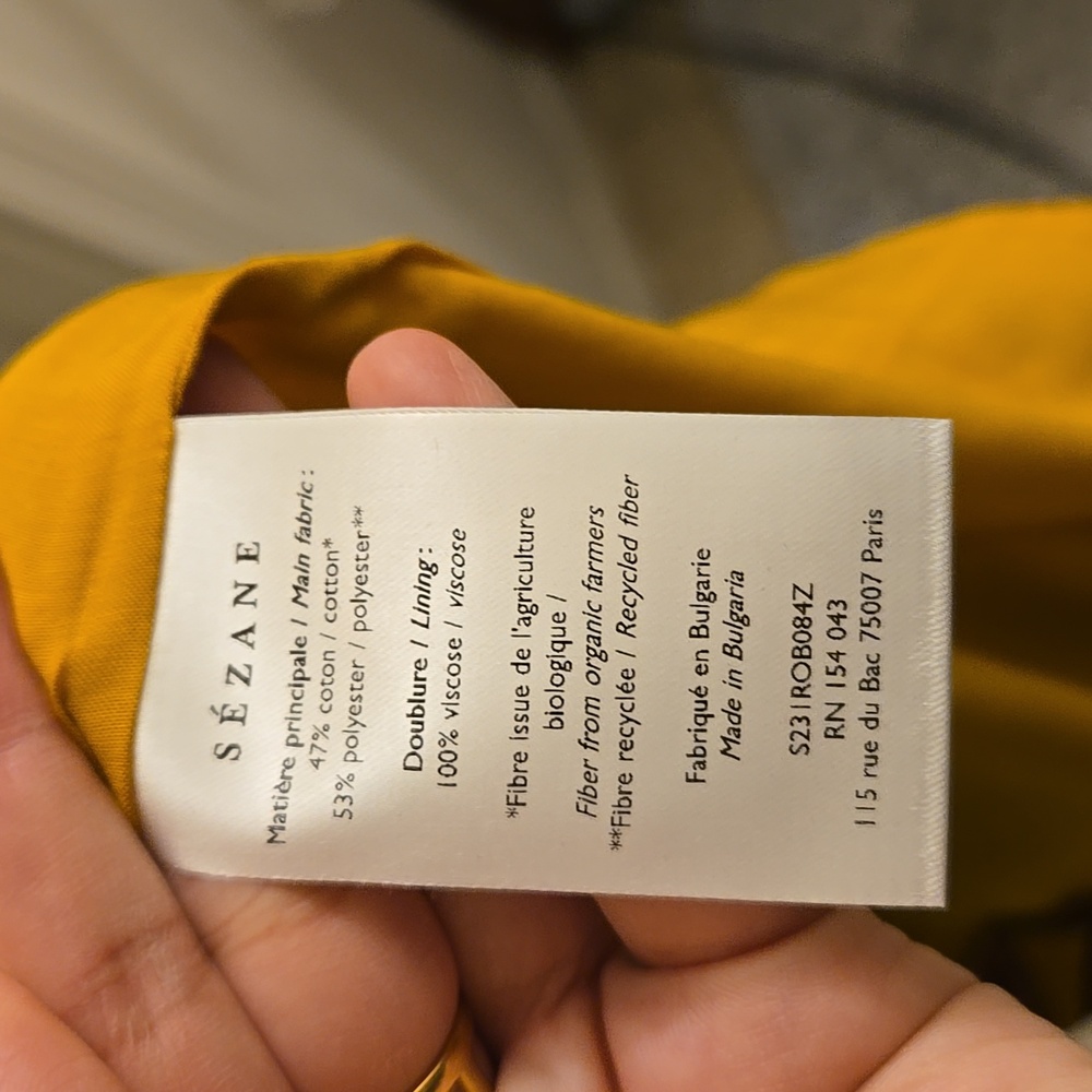 Sezane Pauline Floral Midi Dress- Flowers On Ochre Background - Picture 11 of 12